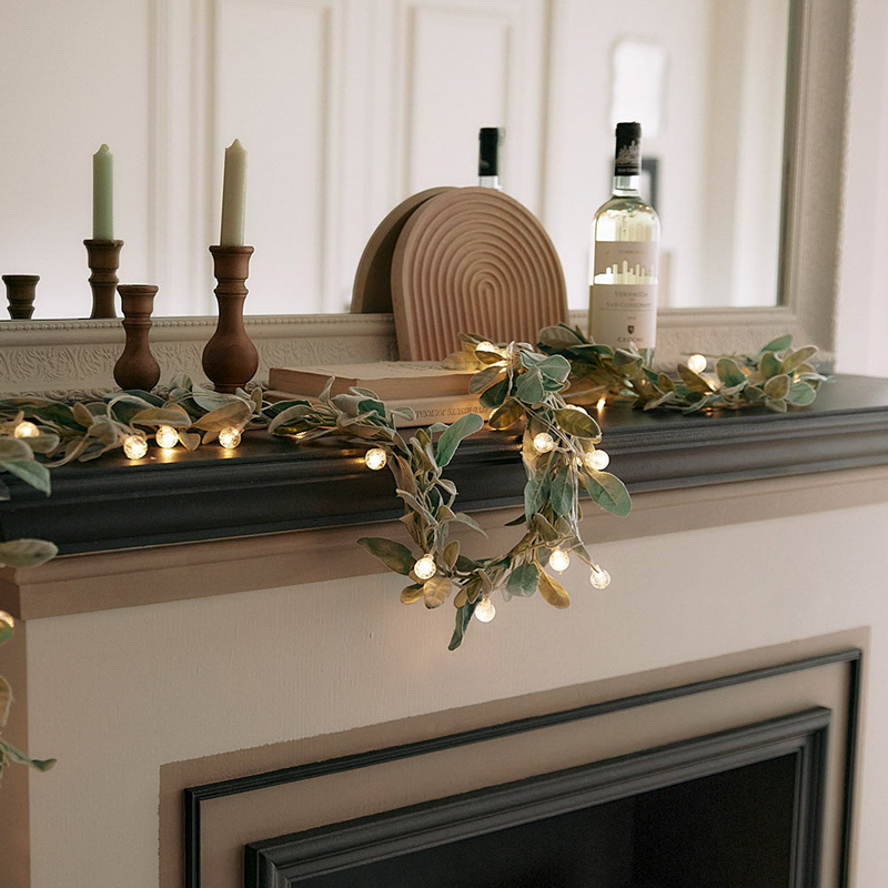 北欧ins风圣诞藤条门挂兔耳草花环diy桌摆