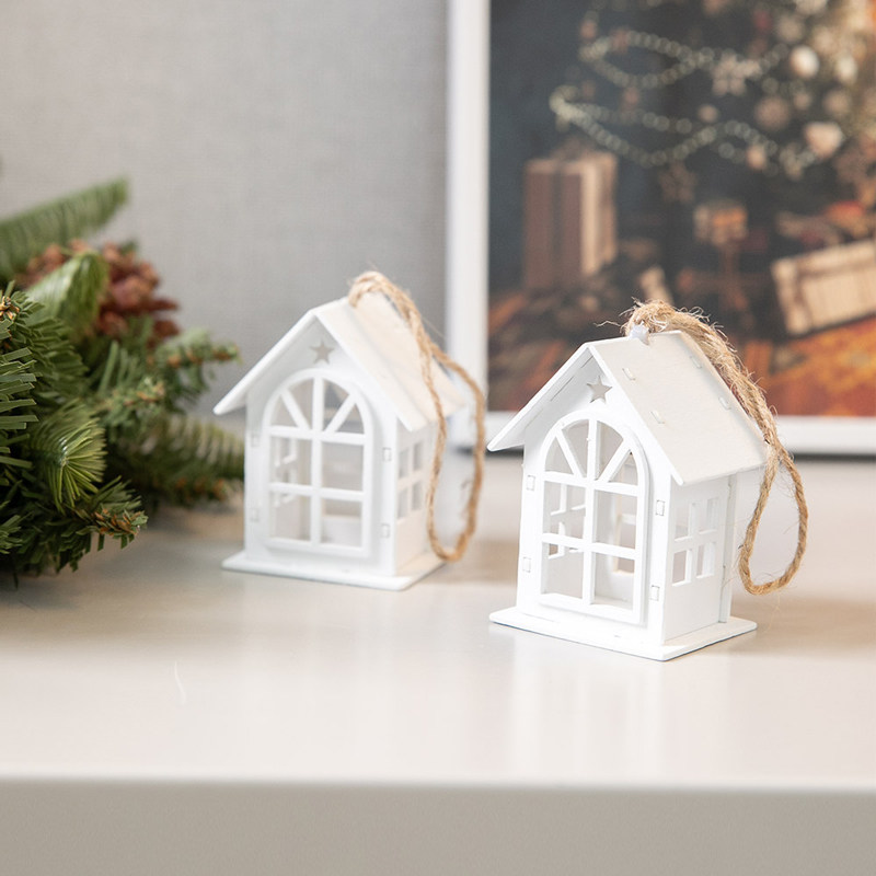 圣诞节装饰品北欧ins风创意木质小房子挂饰小鹿麋鹿diy圣诞树挂件