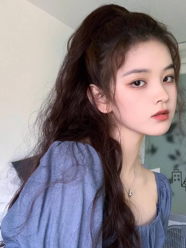 假发马尾女长卷发玉米烫抓夹款俏皮可爱绑带式自然马尾辫减龄长