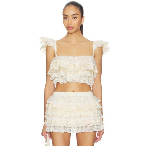 Yuhan Wang RUFFLE LACE TIER CAMI 上衣 revolve小众新款