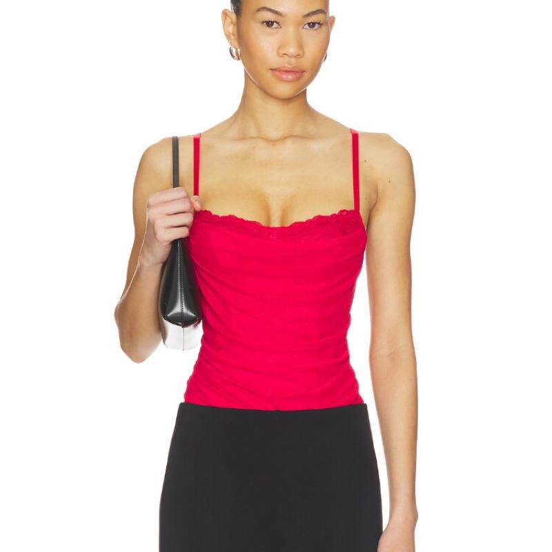 [春季新品]Free&nbsp;People红色背心蕾丝细肩带性感修身上装REVOLVE