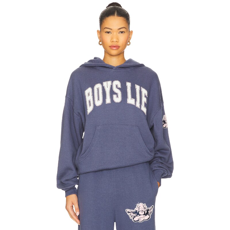 [早秋新品]Boys Lie TOO DEEP 连帽衫 蓝色运动复古风REVOLVE