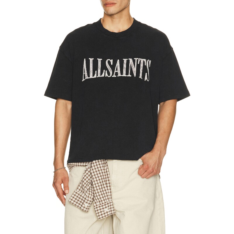 ALLSAINTS黑色上装字母印花圆领休闲宽松T恤早秋新品REVOLVE