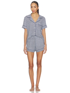 eberjey Gisele Printed Relaxed Short Pajama Set revolve小众