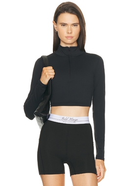 Gold Hinge Athletic Half Zip Crop Top revolve小众新款