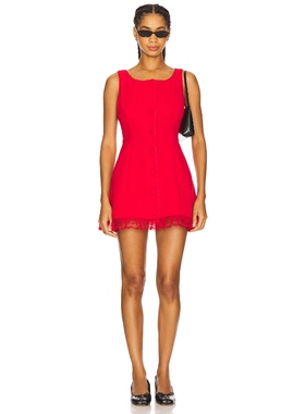 [春季新品]For Love & Lemons 爱柠檬 SERENA 连衣裙红色REVOLVE