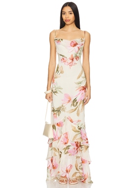 ROCOCO SAND DRESS 长裙 Cream,PinkREVOLVE小众新款