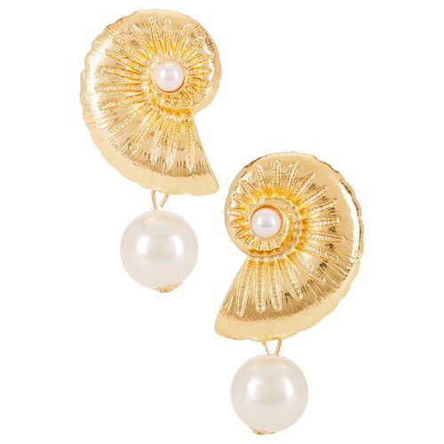 8 Other Reasons SHELL PEARL 垂褶耳饰 金属REVOLVE