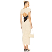 THE WAYS 针织修身 ALL 连衣裙后系带露背修身 裸色长裙REVOLVE