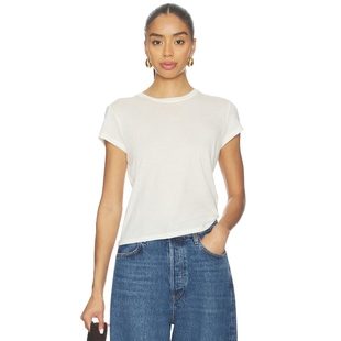 y2k辣妹风REVOLVE小众新款 FRAME 奶油色 T恤 GHOST