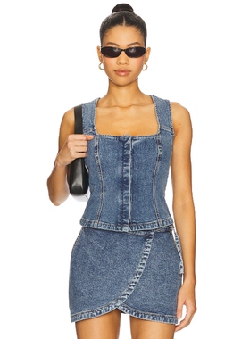 [春季新品]SOVERE DAWN 牛仔胸衣式上衣 蓝色辣妹风 REVOLVE新款