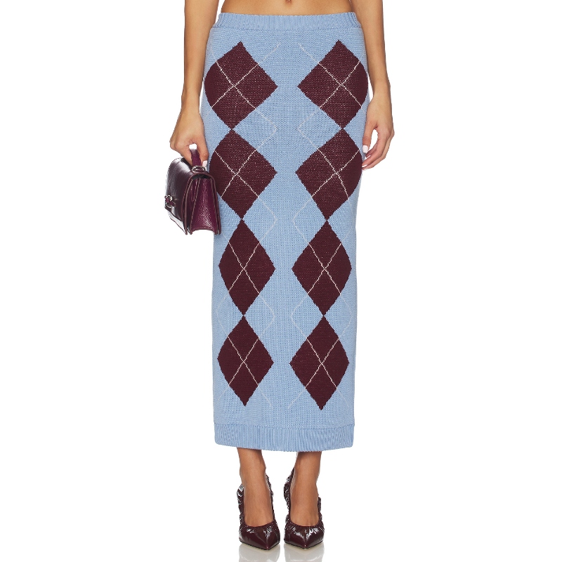 Rowen Rose 针织半身裙 Baby BlueREVOLVE小众新款