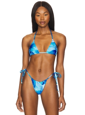VDM BLAIR 双面比基尼文胸上装 蓝色REVOLVE小众新款