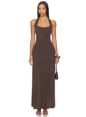 [春季新品]Aya Muse QUILL 针织连衣裙保暖巧克力色REVOLVE小众