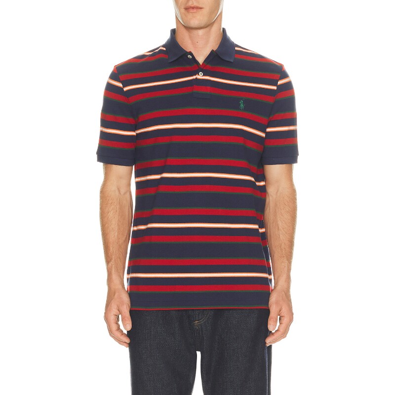 Polo Ralph Lauren藏青拼红上衣条纹通勤风早秋新品T恤REVOLVE