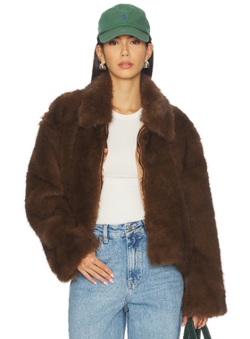 [春季新品]Bardot SYLVIE 夹克 巧克力色老钱风REVOLVE小众