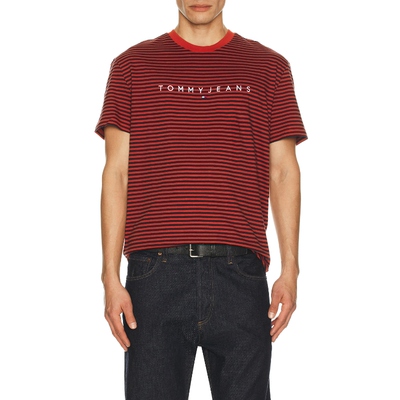 [春季新品]Tommy Jeans汤米LINEAR STRIPET恤红色REVOLVE新款