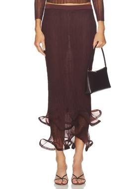 SIMKHAI KELSO 半身裙 棕色REVOLVE小众新款