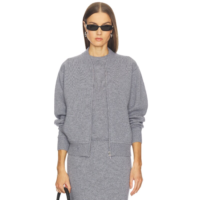 SRG针织外套灰色慵懒风宽松拉链上衣REVOLVE