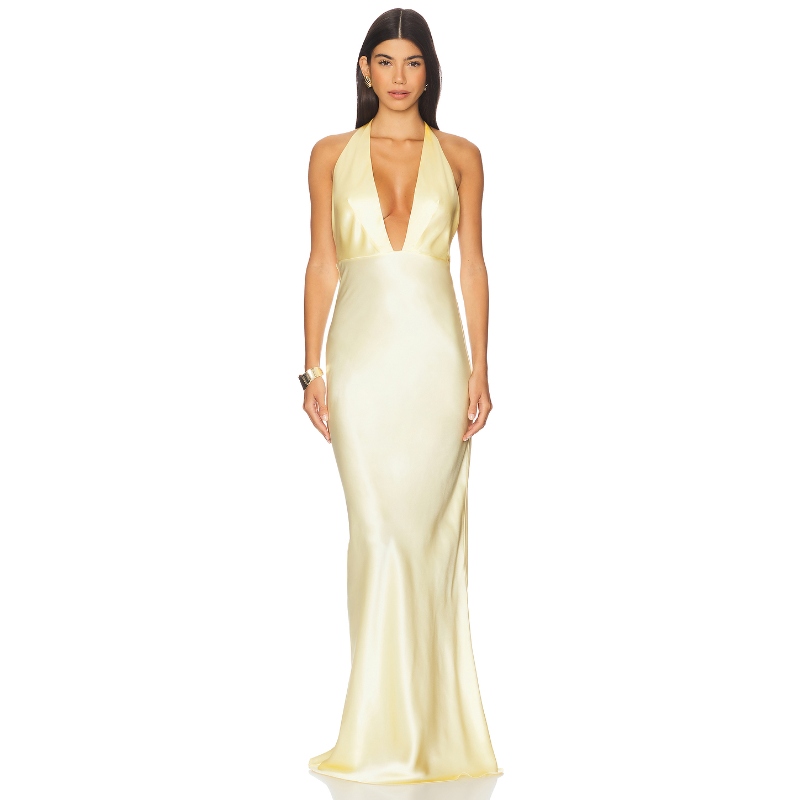 [冬季新品]Natalie Rolt ANGELICA 长裙 柠檬色REVOLVE小众