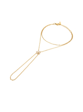 Casa Clara金色手链甜美风秋冬新品链条水钻花朵双层链REVOLVE