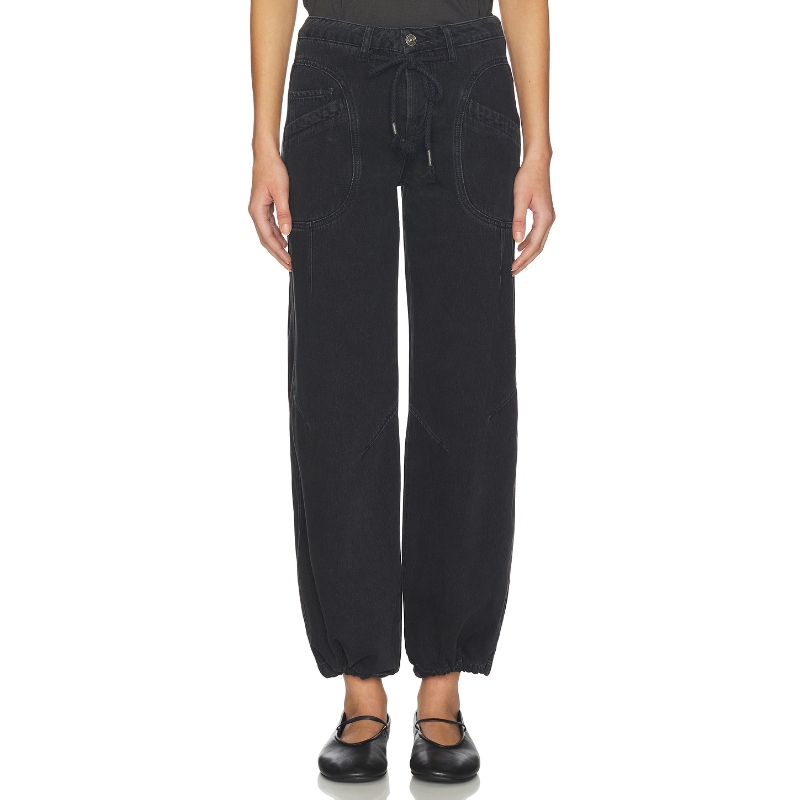 [海外直邮]Free People LOVE LANGUAGE 套脚牛仔裤 黑色 美式复古