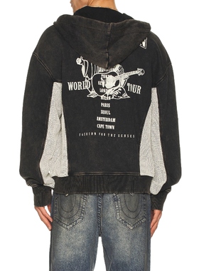 True Religion 真实信仰 拉链连帽衫 黑色REVOLVE小众新款