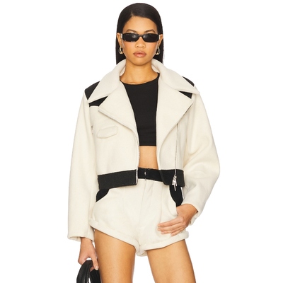 [冬季新品]Understated Leather 夹克 米色麦尔登呢面料REVOLVE