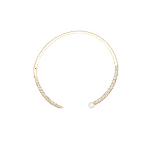 By Adina Eden PAVE X PEARL OPEN COLLAR 短项链REVOLVE时尚小众