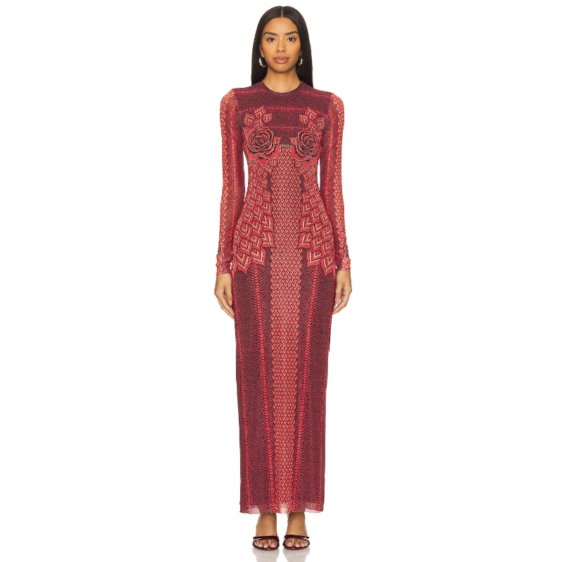 AFRM 长袖连衣裙性感修身辣妹风长裙红色内搭裙子REVOLVE小众新款