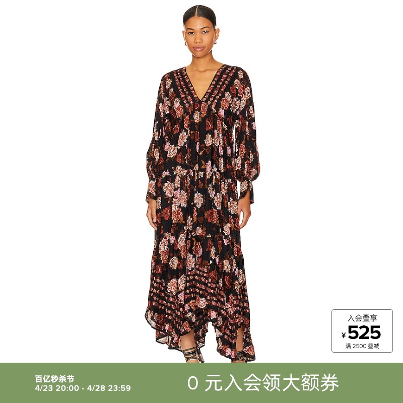 Free People ROWS OF ROSES长裙revolve时尚小众新品