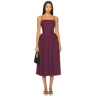Damson 新品 春季 酒红色REVOLVE小众 ANGELINA 裙子 Madder