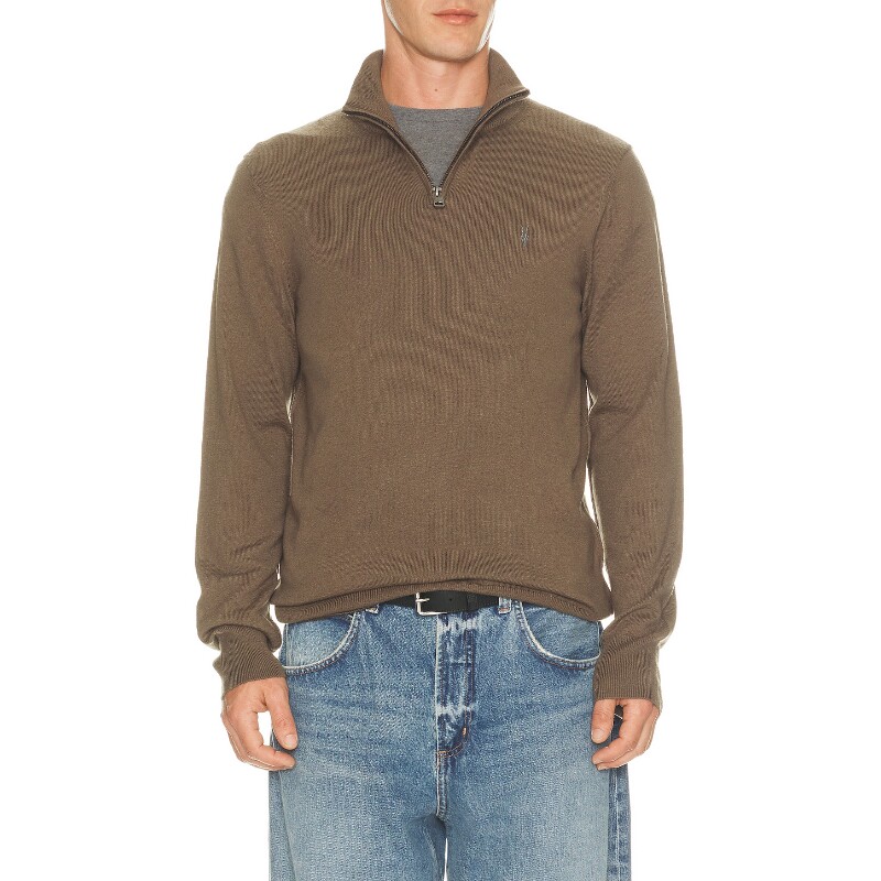 ALLSAINTS棕褐色上衣半开拉链立领通勤风早秋新品毛衣REVOLVE