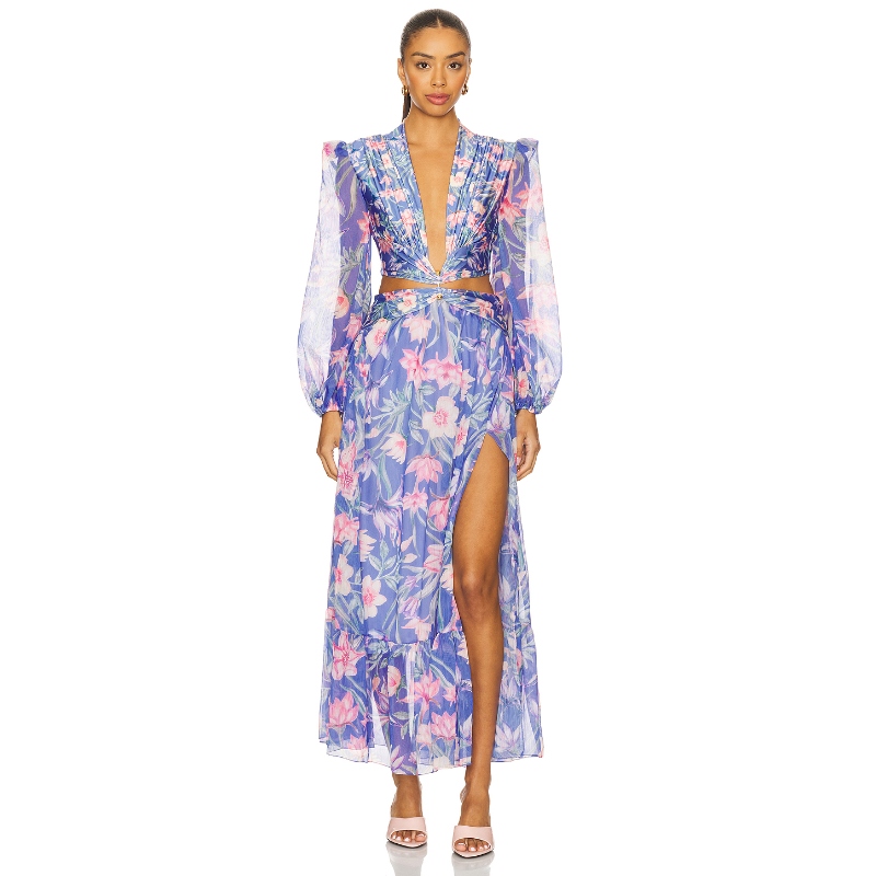 PatBO Amaryllis Long Sleeve Beach Dress 蓝色REVOLVE小众新款