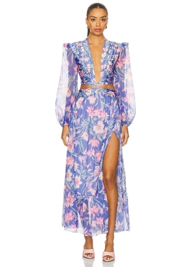 PatBO Amaryllis Long Sleeve Beach Dress 蓝色REVOLVE小众新款