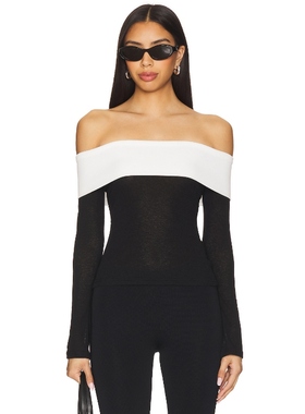 ALL THE WAYS 一字肩黑色上衣收腰显瘦长袖上衣REVOLVE小众新款