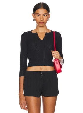 Cou Cou Intimates THE BABY HENLEY TOP 亨利式上装 黑色REVOLVE