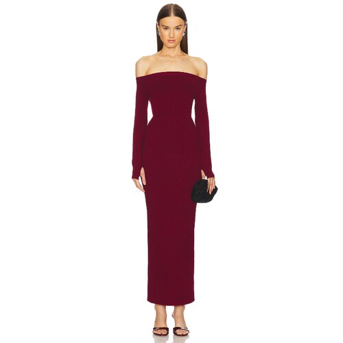 [春夏新品]Michael Costello 裙子 酒红色针织连衣裙REVOLVE