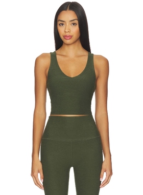 Beyond Yoga 背心上装深绿色运动复古风瑜伽上衣REVOLVE小众新款