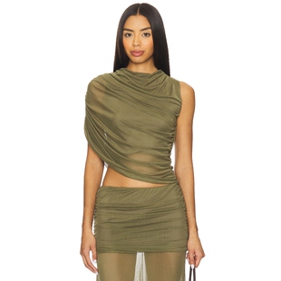 [春季新品]Amanda Uprichard LEO 上装橄榄色REVOLVE小众新款