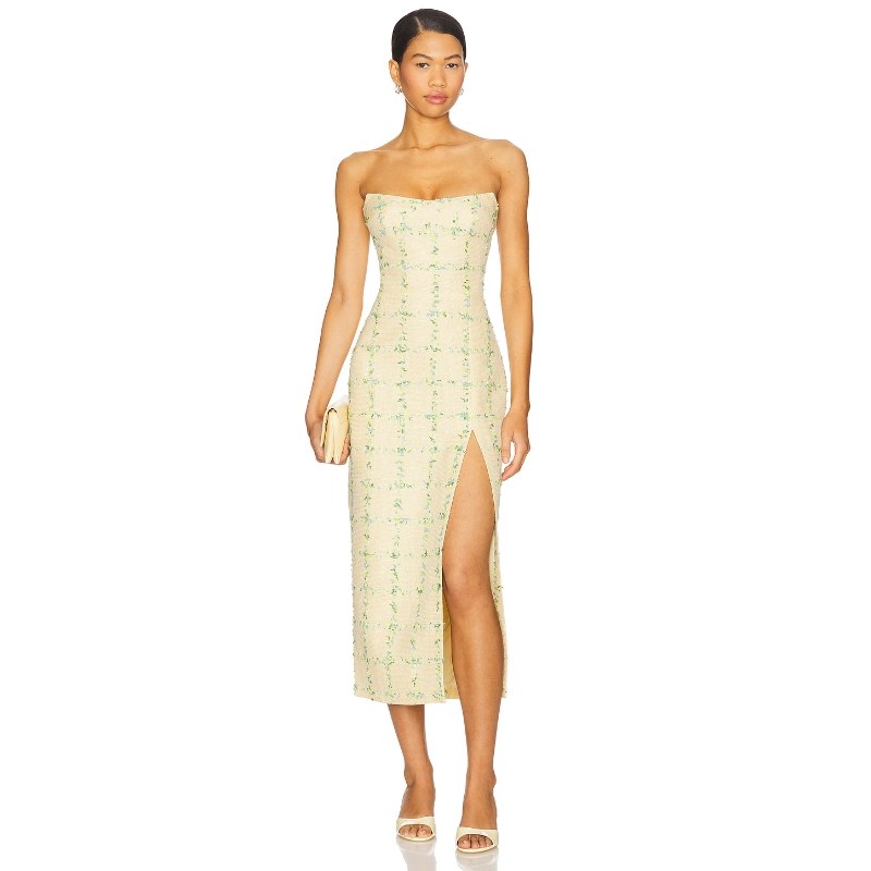 [冬季新品]Amanda Uprichard IVY 中长款连衣裙女 黄色REVOLVE,女装/女士精品,连衣裙,淘宝优惠券,粉丝福利购,淘宝优惠卷