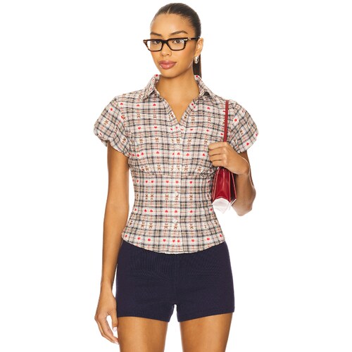 [春季新品]GUIZIO LIANA PLAID 上装 White,Navy REVOLVE小众 - 封面