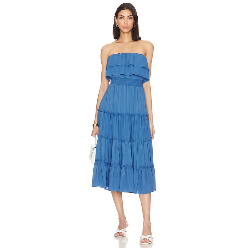 1. STATE Strapless Ruffle Tiered Dressrevolve时尚小众新款