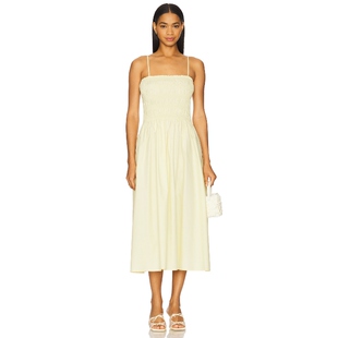 Elodie the Label VIVIAN 褶裥连衣裙女夏 柠檬色REVOLVE