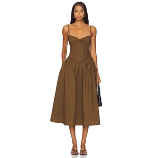 Camila Coelho MOROCCAN 裙子 棕色 y2k辣妹风REVOLVE小众新款