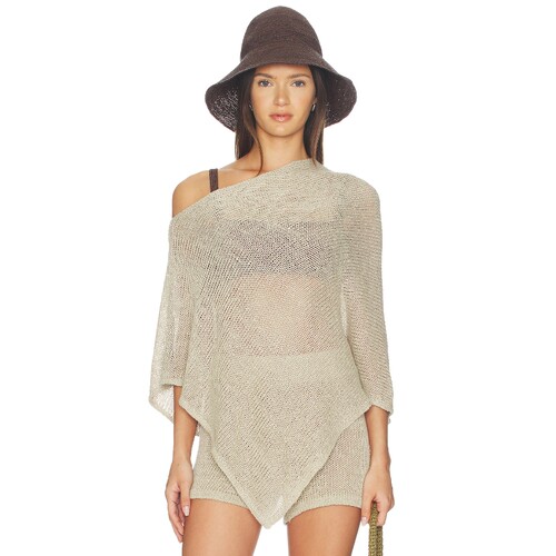 Enza Costa LINEN OPEN KNIT PONCHO 披风 26春夏新品 revolve小