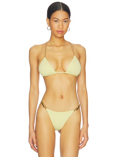 [夏季新品]Vix Swimwear浅黄比基尼挂脖金属扣上衣REVOLVE