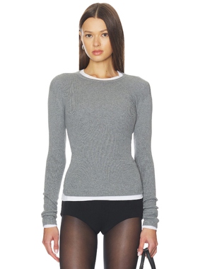 Lisa Yang VIVIAN 长袖T恤 淡灰色 y2k辣妹风REVOLVE小众新款