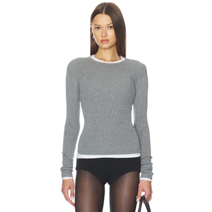 长袖 VIVIAN T恤 淡灰色 Lisa y2k辣妹风REVOLVE小众新款 Yang