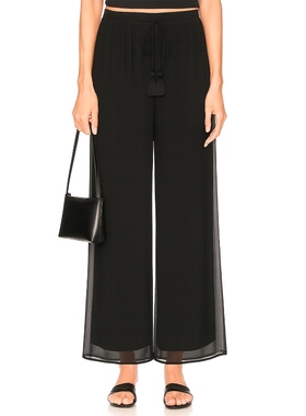 [冬季新品]丝质阔腿长裤静奢风黑色直筒裤薄纱裤子Helsa风REVOLVE